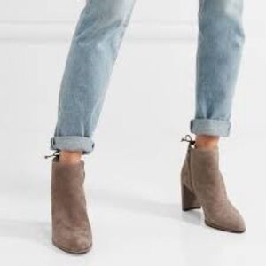 Stuart Weitzman Lofty Suede Animal Print Zipper Ankle Booties 10